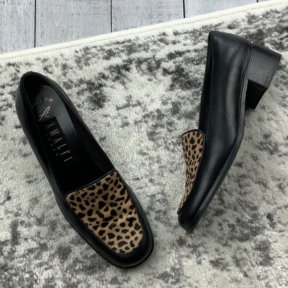 Amalfi Shoes - Amalfi leather loafers with cheetah print